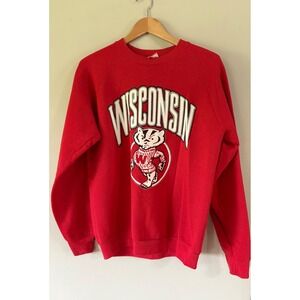 VTG Wisconsin Badgers Sweatshirt Fruit of the Loom Red Bucky Badger USA Mens L